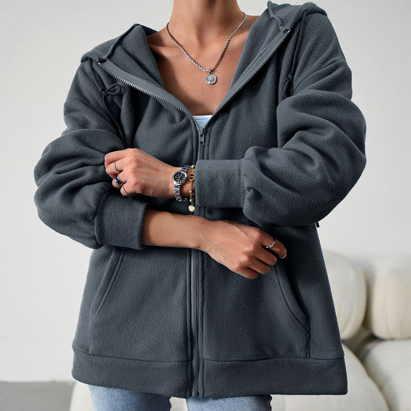 Unifarbene Fleece-Jacke