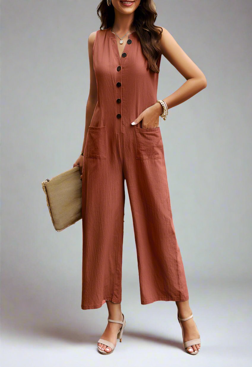 Elegant ein Farbe Jumpsuit