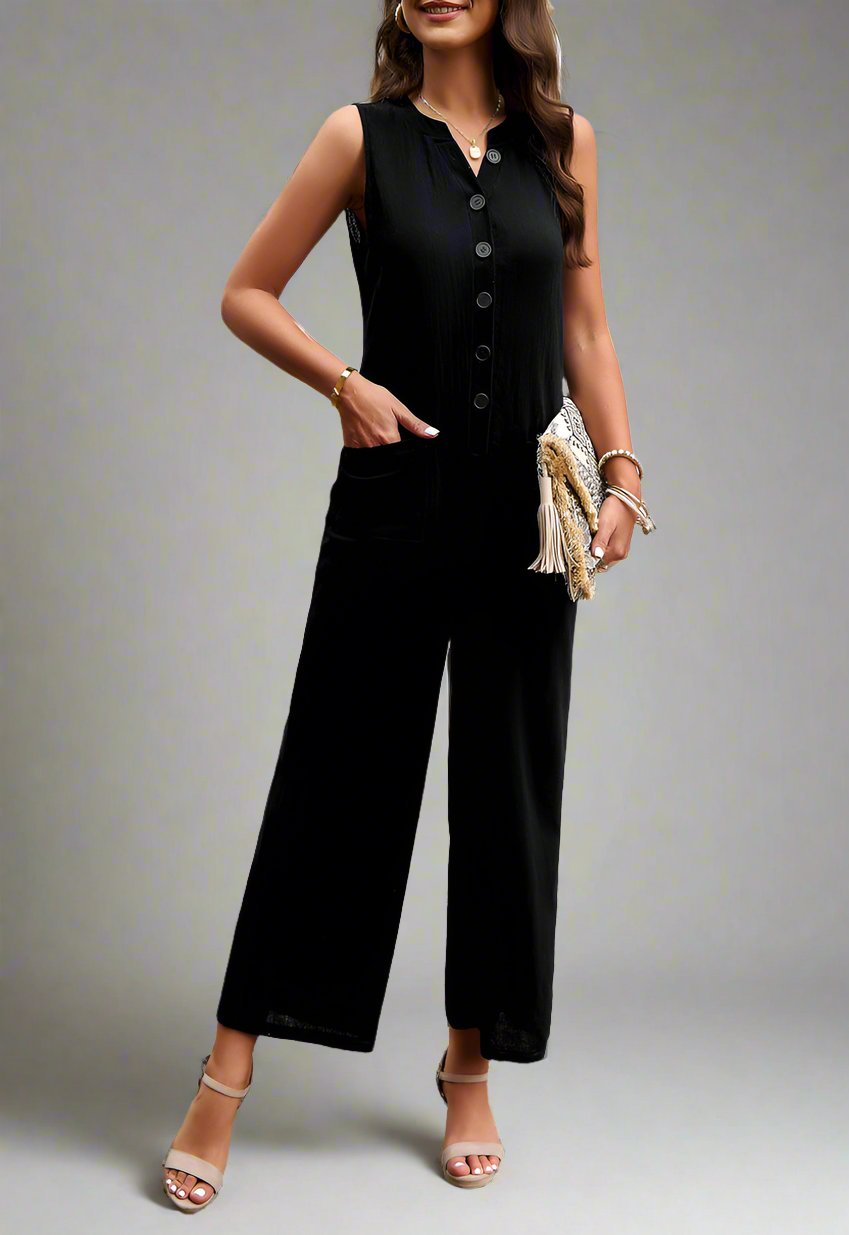 Elegant ein Farbe Jumpsuit