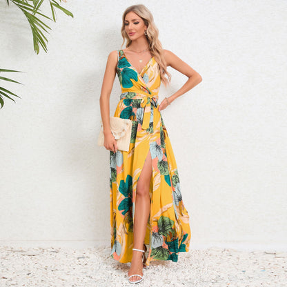 Ingrid floral v-ausschnitt langes kleid