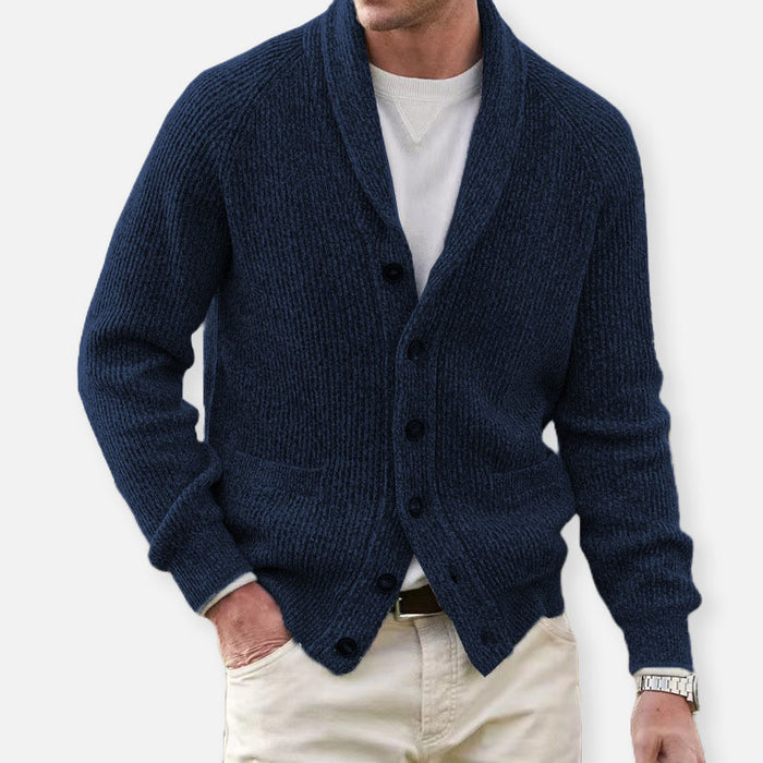 Herren-Strickjacke mit Raffiniertem Design und Knopfleiste