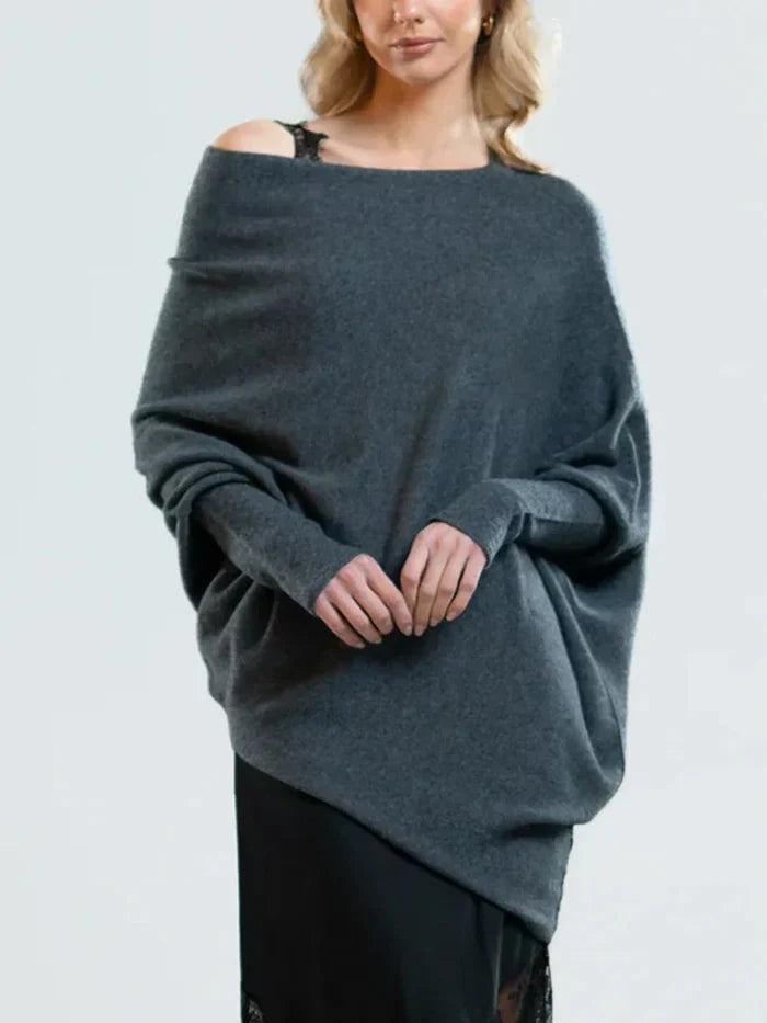 Asymmetrisch drapierter Damenpullover