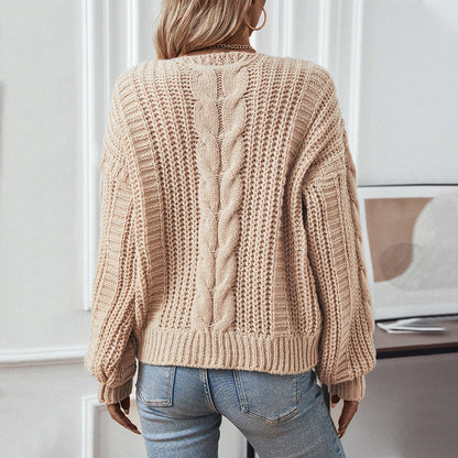 Einfarbiger, Langärmliger Strickpullover