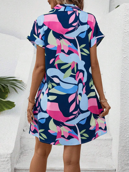 Gertrud kurzärmeliges print-kleid