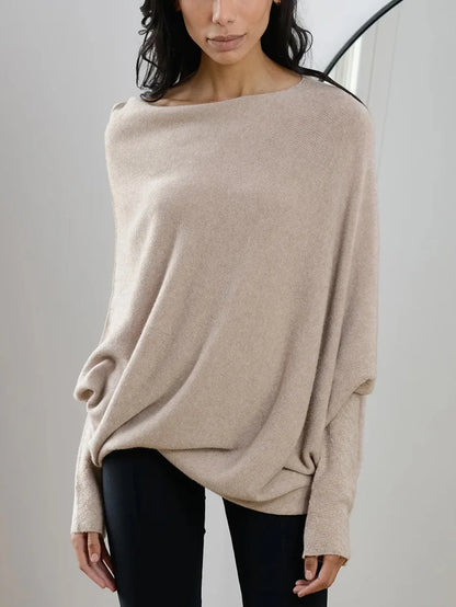 Asymmetrisch drapierter Damenpullover