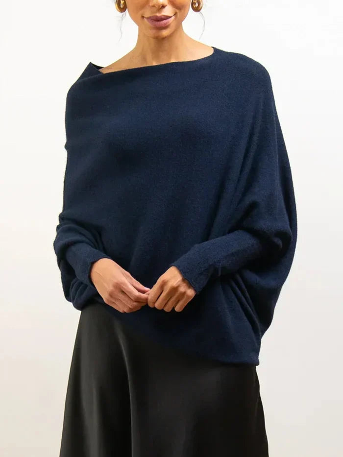 Asymmetrisch drapierter Damenpullover