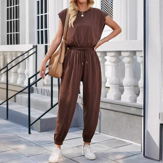 Sommerlicher rückenfreier ärmelloser jumpsuit