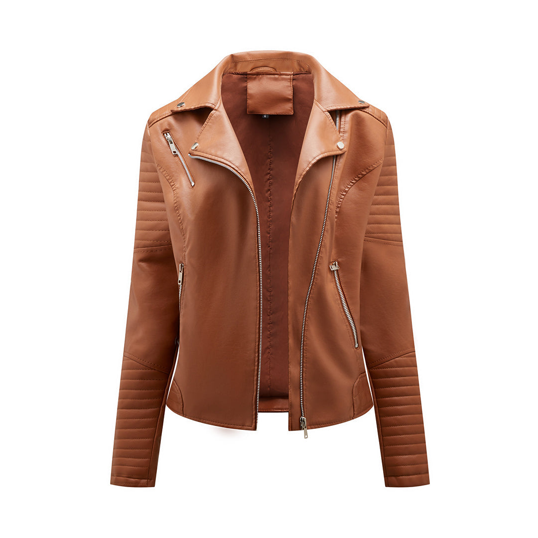 Damen Stylische Lederjacke