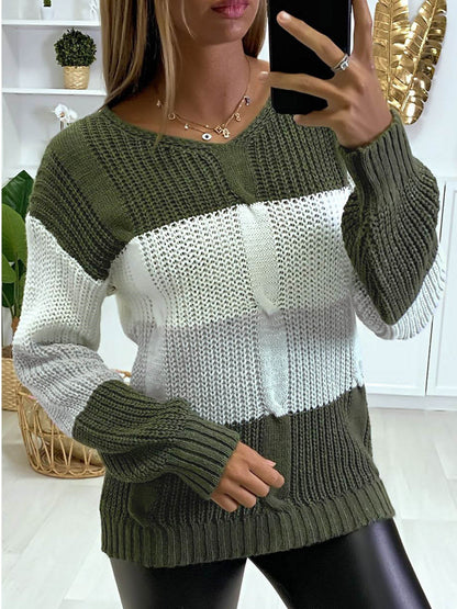 Gestrickter Pullover mit V-Ausschnitt und langen Ärmeln