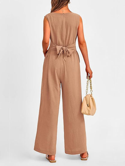 Lena Ärmelloser Jumpsuit mit Schnürung