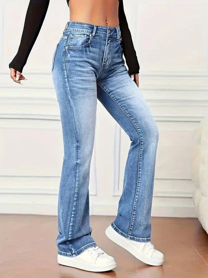 Vintage-Look Ausgestellte Jeans mit Stretch