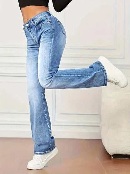 Vintage-Look Ausgestellte Jeans mit Stretch