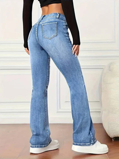 Vintage-Look Ausgestellte Jeans mit Stretch