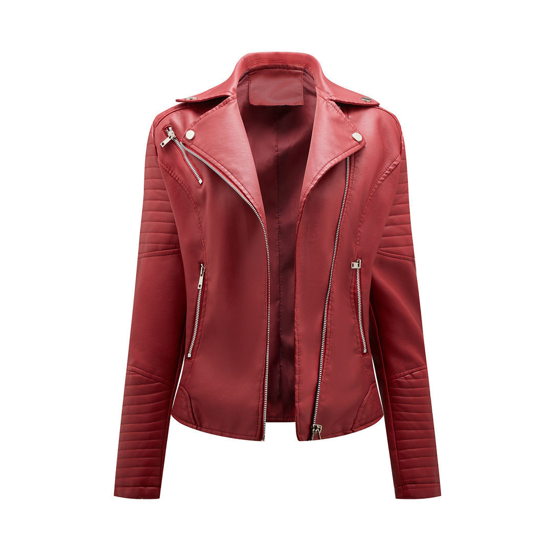 Damen Stylische Lederjacke