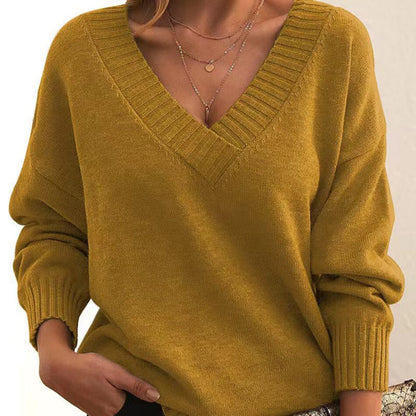 Damen Lässiger Pullover mit V-Ausschnitt