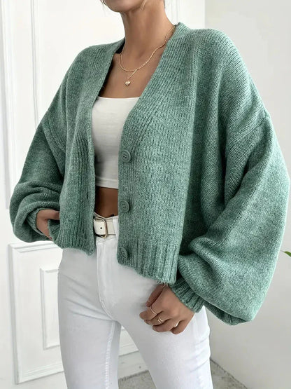 Basic-Cardigan mit V-Ausschnitt und einfarbiger Knopfleiste vorne