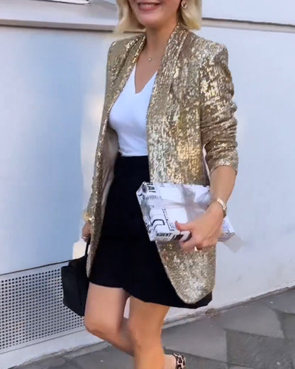 Goldfarbene Glitzerjacke mit Pailletten