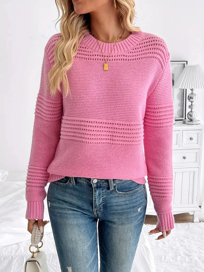 Chic Solid Color Strickpullover für Frauen - Casual Long Sleeve