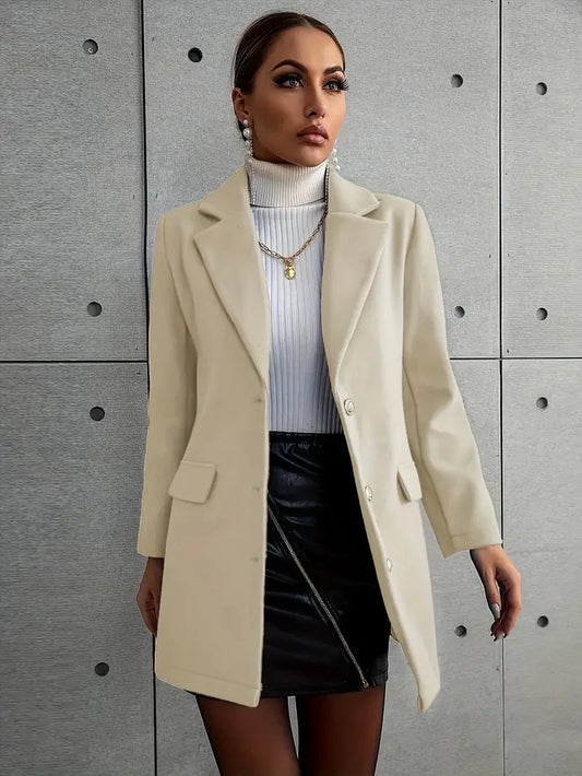 Chicer Damen-Blazer aus 100% Polyester mit modernem Reverskragen für stilvolle Winterlooks