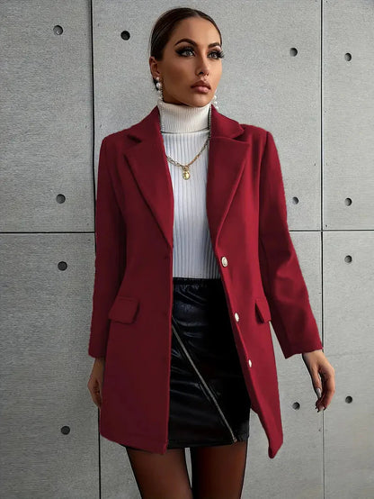 Chicer Damen-Blazer aus 100% Polyester mit modernem Reverskragen für stilvolle Winterlooks