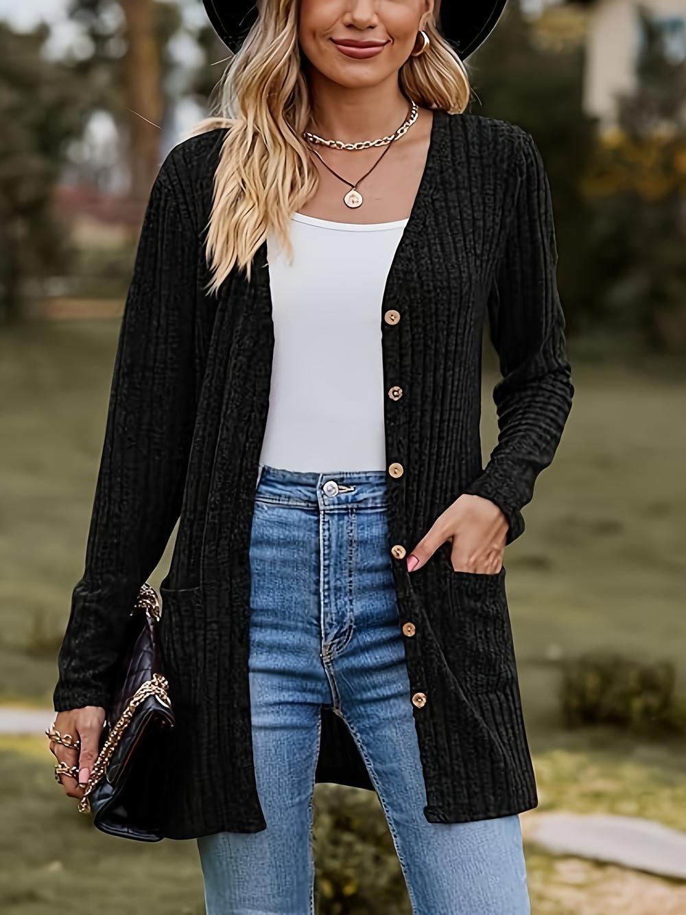 Damen Informelle Strickjacke mit langen Ärmeln