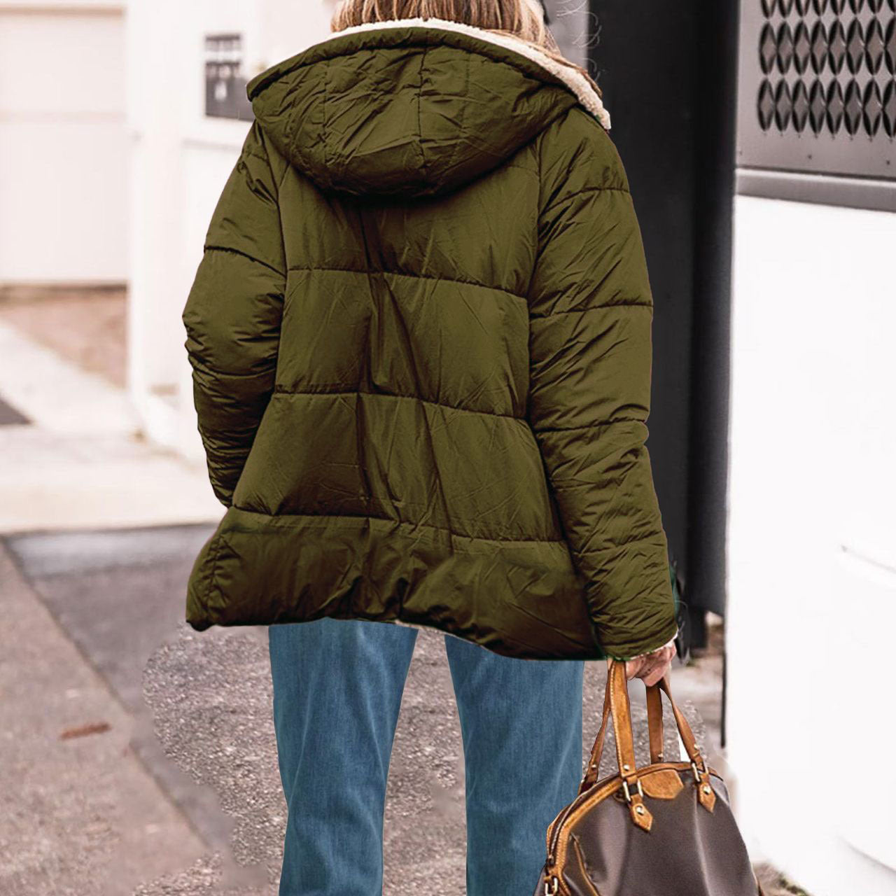 Damen Kapuzenjacke aus Baumwolle in Uni-Farbe