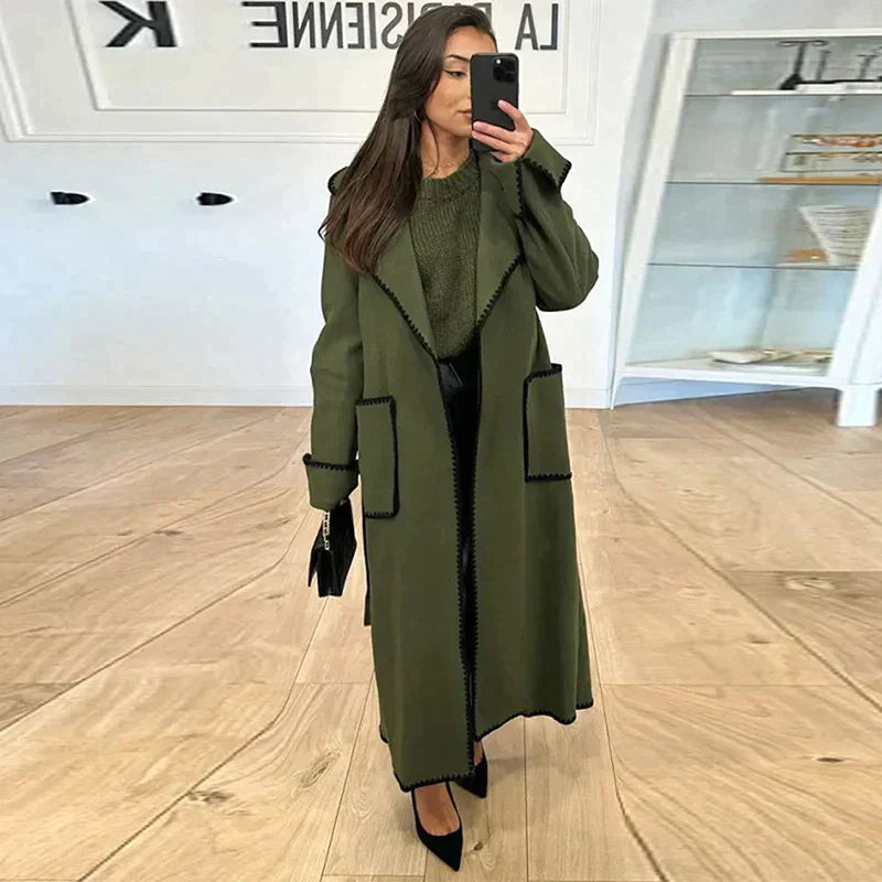 Damen Kuscheliger langer Trenchcoat