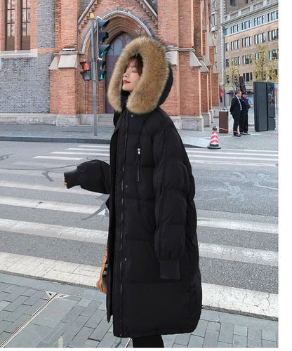 Damen Winterjacke mit Daunenfüllung - Lange, lockere und bequeme Baumwolljacke in Trendfarben