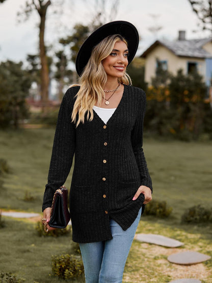 Damen Informelle Strickjacke mit langen Ärmeln