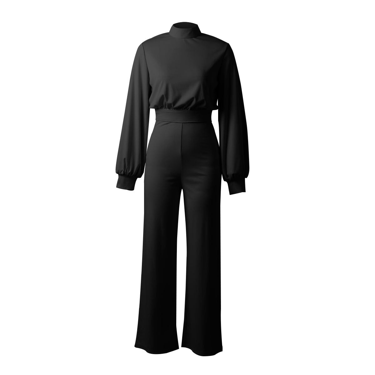 Hochgeschlossener Jumpsuit mit weitem Bein