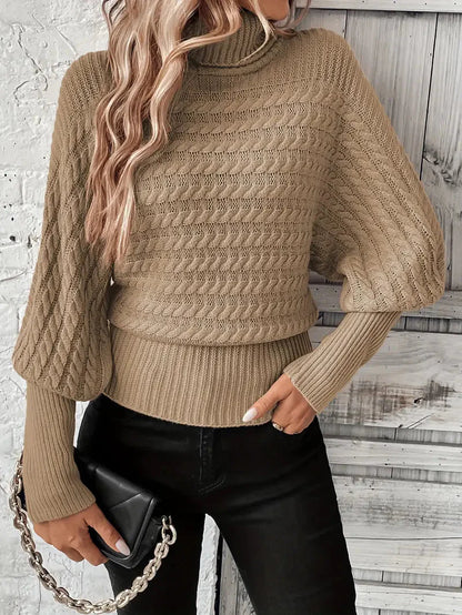 Eleganter Damen-Rollkragenpullover im warmen Strickdesign