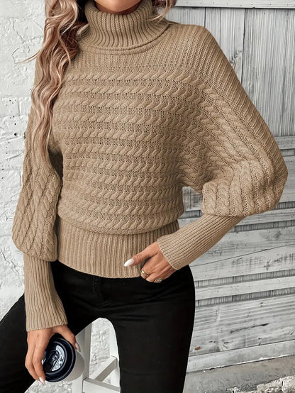 Eleganter Damen-Rollkragenpullover im warmen Strickdesign