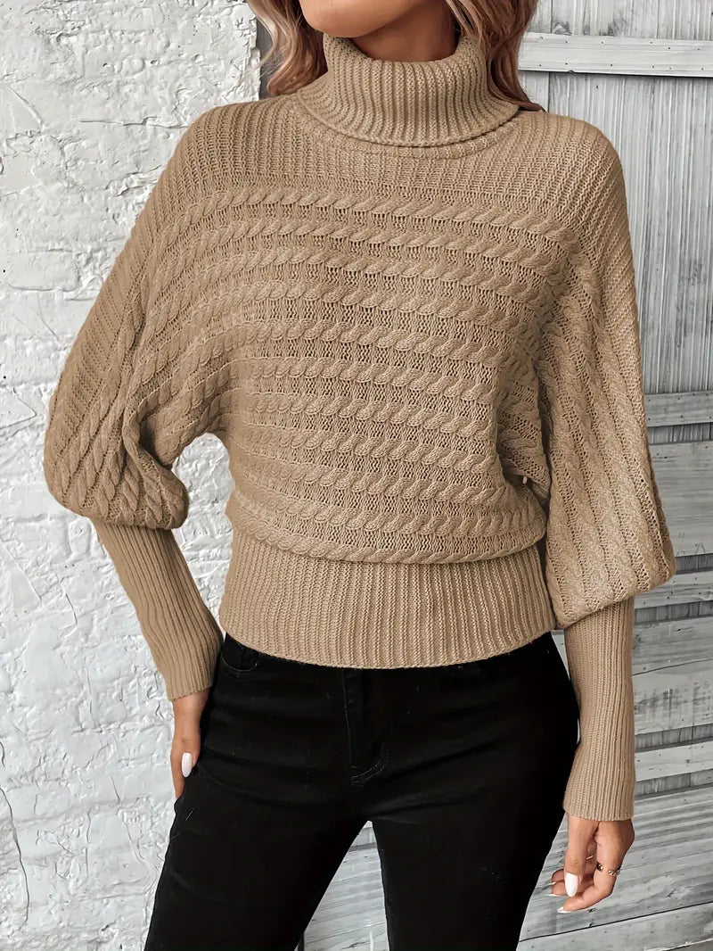 Eleganter Damen-Rollkragenpullover im warmen Strickdesign