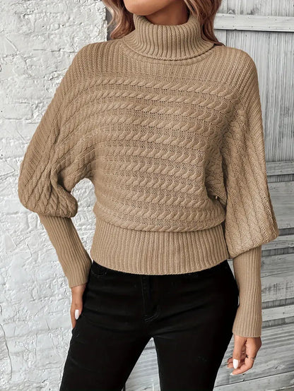 Eleganter Damen-Rollkragenpullover im warmen Strickdesign