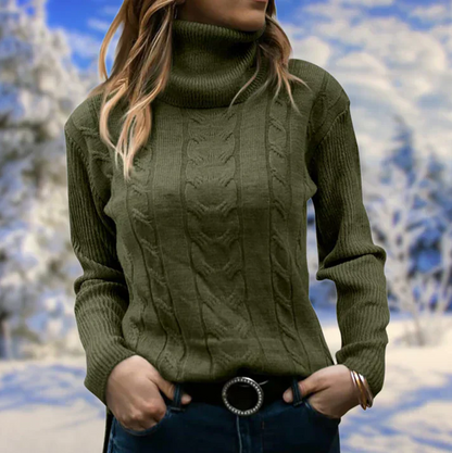 Eleganter Damen Winterpullover mit langem Kragen und gemütlichem Tragekomfort