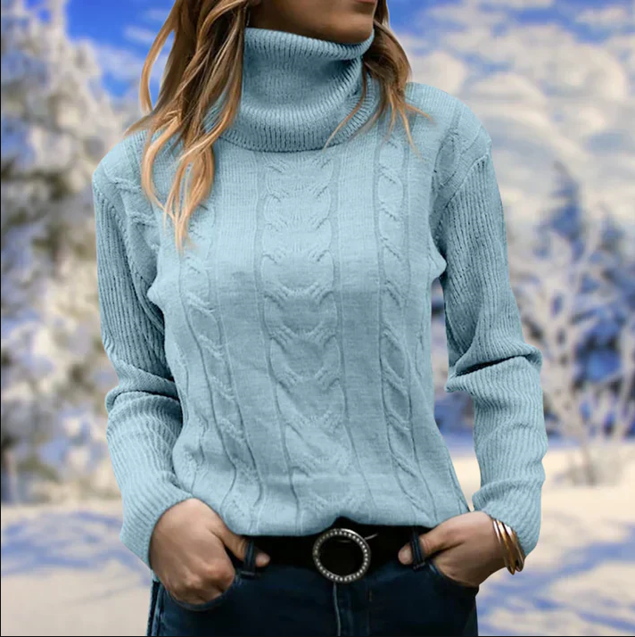 Eleganter Damen Winterpullover mit langem Kragen und gemütlichem Tragekomfort