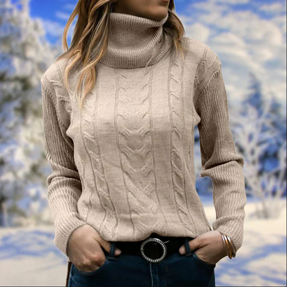 Eleganter Damen Winterpullover mit langem Kragen und gemütlichem Tragekomfort