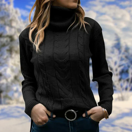 Eleganter Damen Winterpullover mit langem Kragen und gemütlichem Tragekomfort