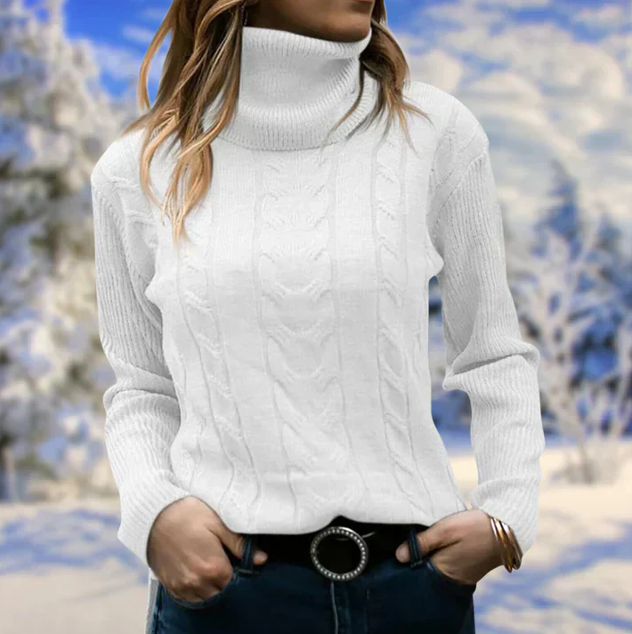 Eleganter Damen Winterpullover mit langem Kragen und gemütlichem Tragekomfort