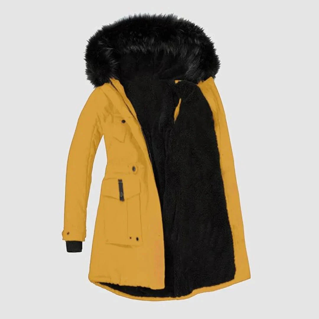 Eleganter Damenparka mit luxuriösem Kunstfellbesatz für kalte Tage