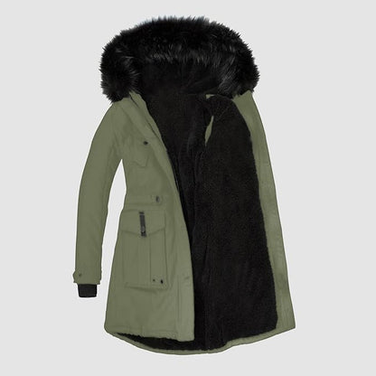 Eleganter Damenparka mit luxuriösem Kunstfellbesatz für kalte Tage