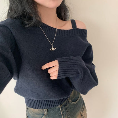 Eleganter Einseitiger Off-Shoulder Damenpullover - Ideal für Jeden Anlass