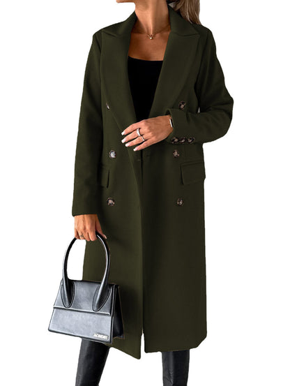 Eleganter Langarm-Lapel-Mantel für Damen – Modischer Winterjacke, Doppelreiher in verschiedenen Farben