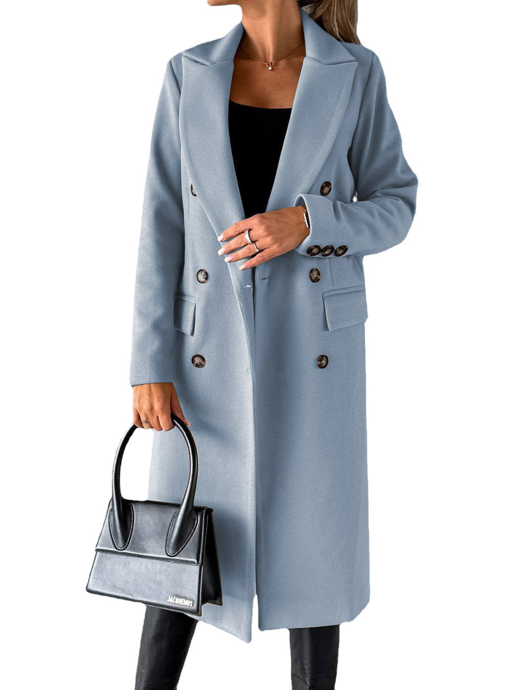 Eleganter Langarm-Lapel-Mantel für Damen – Modischer Winterjacke, Doppelreiher in verschiedenen Farben