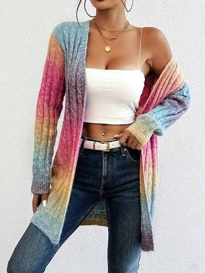 Eleganter Ombre-Zopfstrick-Cardigan für jede Jahreszeit