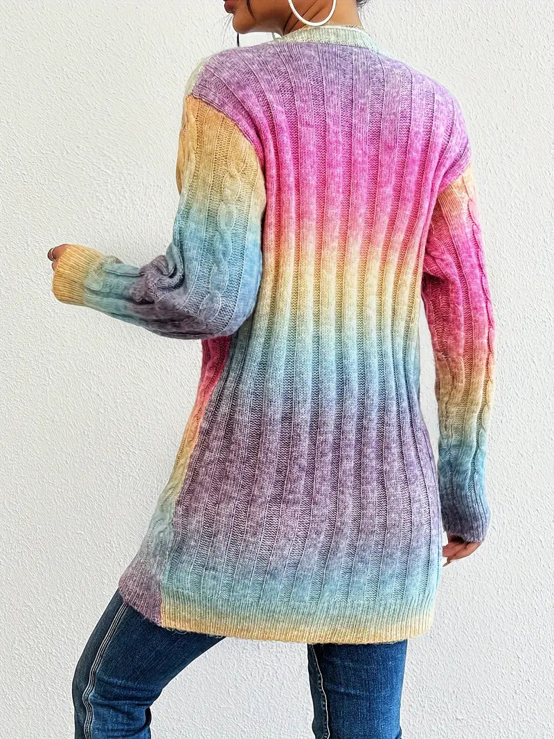 Eleganter Ombre-Zopfstrick-Cardigan für jede Jahreszeit