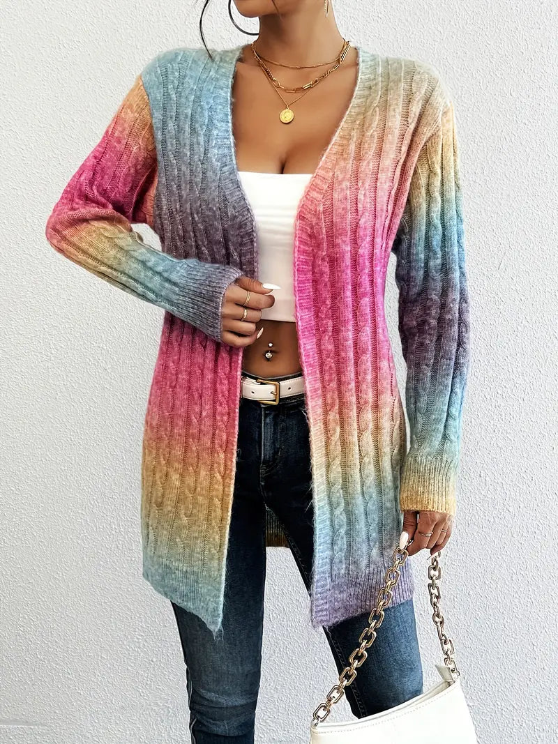 Eleganter Ombre-Zopfstrick-Cardigan für jede Jahreszeit