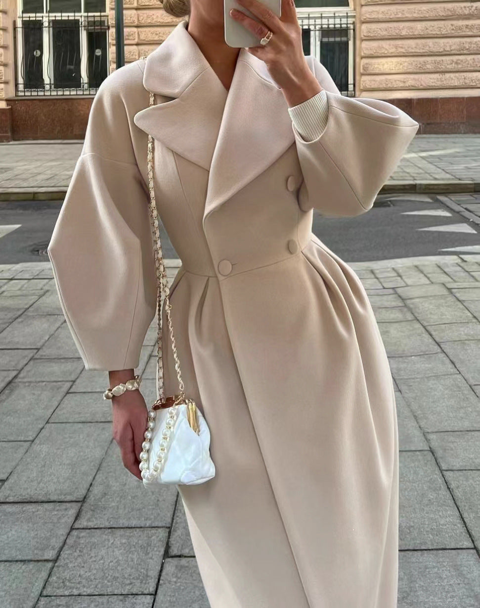 Eleganter Oversized-Lapel-Jacke mit Ballonärmel und Taschen