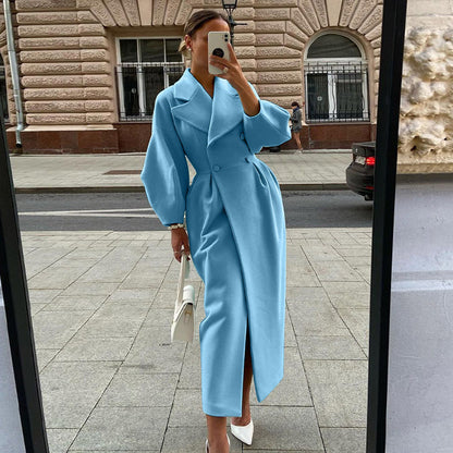 Eleganter Oversized-Lapel-Jacke mit Ballonärmel und Taschen