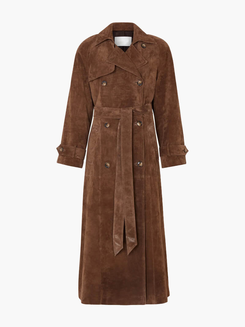 Eleganter Wildleder-Trenchcoat für stilvolle Herbst- und Frühlingslooks